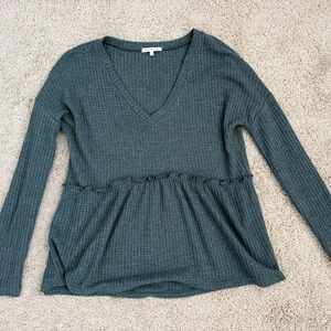 Women's V-Neck Long Sleeve Top - Teal